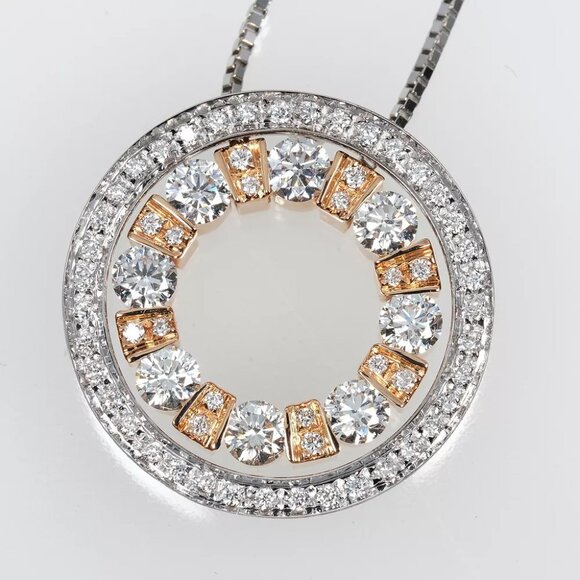 Damiani Belle Epoque Round S Necklace 0.8" model K18 white gold/K18 Pink G... - Picture 7 of 10